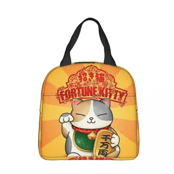 Изолированные сумки для ланча Fortune Kitty Maneki Neko, вместительный контейнер для еды Lucky Cat, сумка-холодильник, ланч-бокс, Пляжные уличные мужские