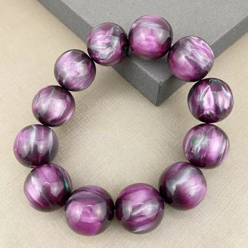 navidad fnaf товар по 1 грн Hiphop Rock kpop 18MM Big Acrylic Beads Purple Bracelet For Women браслет stray kids