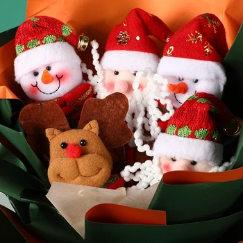 5 Цветов Рождественский Букет ручной работы своими руками 2024 Новогодний Креативный Искусственный букет с оленями Санта Клауса и Оленями для праздничного декора в подарок
