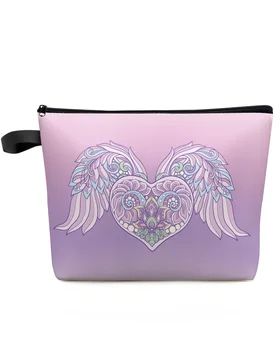 Розовые крылья ангела Любви, женская сумка для косметических помад большой емкости, пенал, дорожные кисти для макияжа, сумки-органайзеры