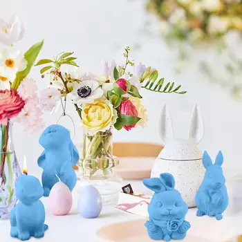 2023 НОВЫЙ 2шт Пасхальный 3D Кролик Форма для свечей Силиконовая форма для литья кролика из смолы для изготовления свечей своими руками