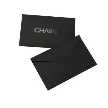 Индивидуальный продукт 、 Индивидуальный логотип УФ-печать черный бумажный конверт поздравительные открытки приглашение на свадьбу бизнес-открытка с благодарностью поздравление