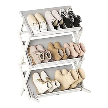 Простой бытовой многослойный Компактный стеллаж для хранения, складная полка для обуви, многофункциональная коробка для хранения обуви, Обувь, прочная, серая, белая