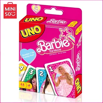 Мультяшная настольная игра Miniso Barbie Solitaire Принадлежности для домашних вечеринок, игрушки для покера, забавная классическая развлекательная карточная игра