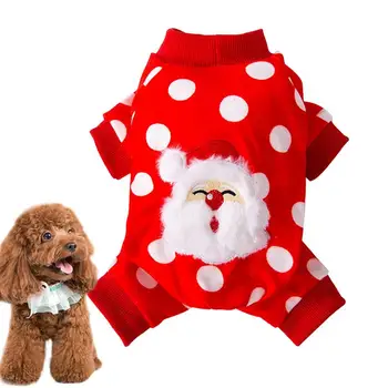 Одежда для собак Санта-Клауса, Зимнее Пальто С Капюшоном Для Собак, Куртки, Пижамы Для Собак, Флисовая Пижама Для Собак, Милый Костюм В Горошек, Теплая Рождественская Одежда