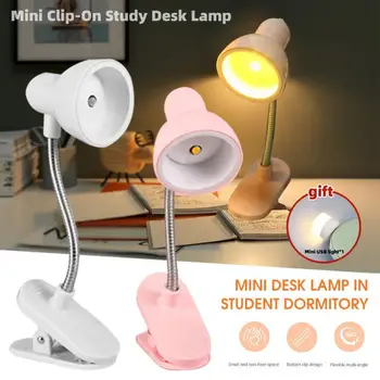 Мини-лампа для чтения, мини-настольная лампа для учебы, Гибкая прикроватная тумбочка с батарейным питанием, лампы освещения LED