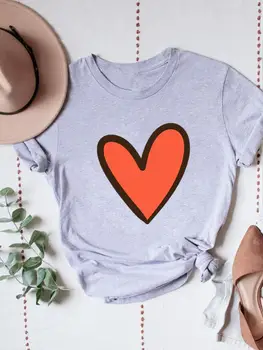 Женская одежда Love в акварельном стиле 90-х, женская футболка, модная повседневная футболка, Летняя одежда с коротким рукавом и принтом, графические футболки
