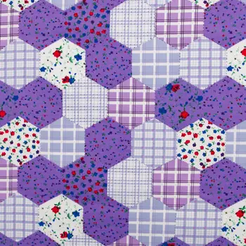 1 Ярд хлопчатобумажной ткани из поплина для ткани, сумок, постельных принадлежностей, цветов и шестиугольной решетки - фиолетовый, ширина = 140 см）
