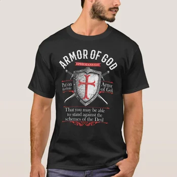 Подарочная футболка The Full Armor of God Ephesians 617 Christian Warrior из 100% хлопка С Круглым вырезом, Летняя Повседневная Мужская футболка с коротким рукавом