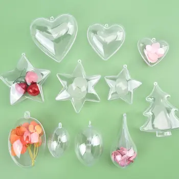 Прозрачный пластиковый шар в форме звезды и сердца, прозрачный пластиковый шар для рукоделия, безделушки в форме рождественской елки для украшения рождественской свадьбы