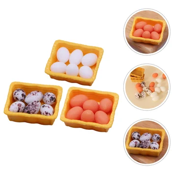 3 комплекта миниатюрных яиц с мини-корзиной для хранения, мини-подставки для яиц для микро-ландшафтного дизайна