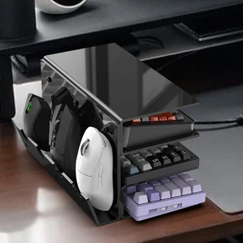 Акриловая подставка для клавиатуры, 3 яруса, Механическая клавиатура, эргономичный прозрачный держатель для мыши, стеллаж для хранения
