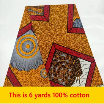 Tissus Wax Африканская Хлопчатобумажная ткань из настоящего воска 2022, высококачественная ткань Анкара, Хлопчатобумажная ткань с принтом из настоящего воска в Африке, 6 ярдов