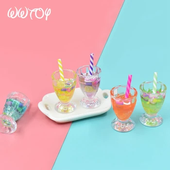 Мини-чашка для напитков с фруктовыми чипсами, смешанные цвета, 3D чашка для чая Boba, мини-стеклянная чашка для чая с молоком, фруктовые дольки, бутылочка с подвесками 