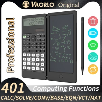 Научный калькулятор с планшетом для письма ЖК-блокнот 401 Вычислительных функций Портативные складные профессиональные калькуляторы на солнечной батарее