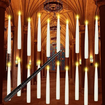 20шт Набор светодиодных подвесных электрических свечей с волшебной палочкой, для украшения Рождества и Хэллоуина