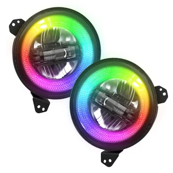 RGB halo кольцевая светодиодная фара 9 дюймов hi/lo луч круглого головного света для JL