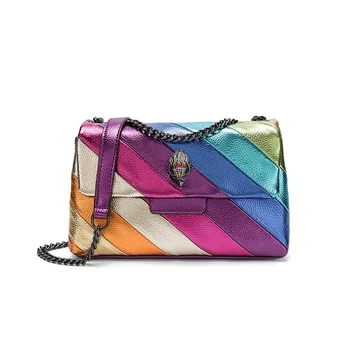 Модные британские дизайнеры Eagle Rainbow Клатчи для женщин 2024 Новая маленькая сумка с клапанами на цепочках, клатч через плечо, сумки для девочек