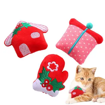 Рождественские милые игрушки для кошек, Интерактивная плюшевая игрушка для кошек, мини-игрушки для кошачьей мяты, игрушки для котенка, жующая мышь, Аксессуары для домашних животных