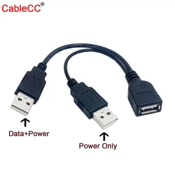 Cablecc Chenyang BK USB 2.0 Female A - Dual A-Male Кабель Дополнительного питания для передачи данных Y для 2,5-дюймового Жесткого диска