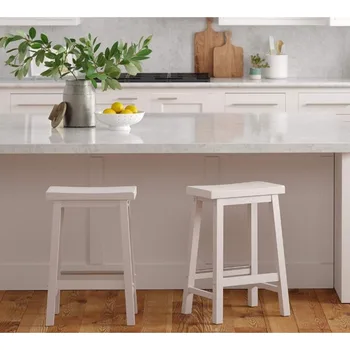 24-дюймовые табуретки для кухни, барный стул, сиденье-седло из массива дерева, табурет высотой с кухонную стойку, обеденные стулья, высокая мебель
