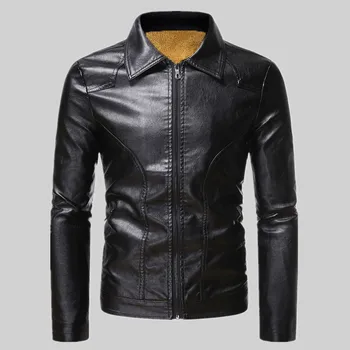 Коллекция горячей распродажи, кожаная куртка плюс бархат, мужское зимнее мотоциклетное утолщенное пальто из искусственной кожи, мужское кожаное пальто