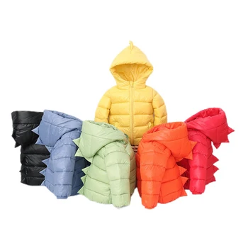 Зимняя куртка для маленьких мальчиков 2, 3, 4, 5, 6 лет, модная верхняя одежда с 3D динозавром, пальто для рождественской вечеринки на молнии для девочек, детская одежда