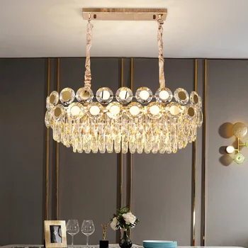 Новая роскошная люстра для кухни ресторана crystal, золотая лампа для украшения гостиной и спальни, современное светодиодное освещение