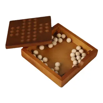 Деревянный пасьянс Настольная игра и 33 шарика Игровая доска Marbles Офисный декор Головоломки-головоломки Шахматы независимости для детей