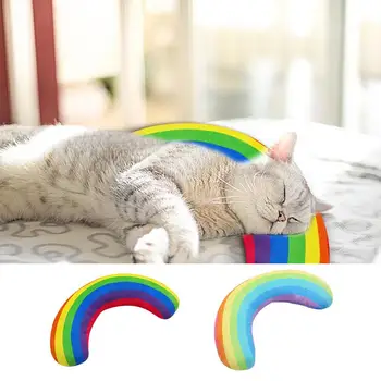 Успокаивающая подушка для кошек Rainbow Little Pillow Для кошек, мягкая и прочная игрушка-кидалка, интерактивные игрушки-кикеры для кошек, котенок для домашних кошек