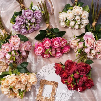 Имитация розы для дома Свадебное украшение Поддельный Цветок Оптовая Продажа Европейская Картина маслом Цветной Реквизит для Съемок Болгария