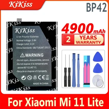 Аккумулятор KiKiss BP42 4900 мАч для Xiaomi Mi 11 Lite Mi11 Lite 11Lite High Capacity Bateria