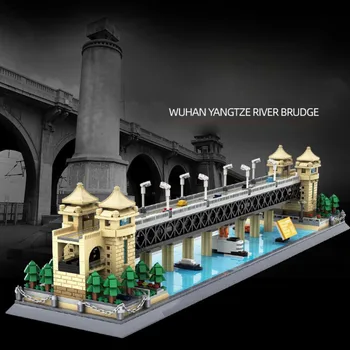 Креативный Китайский Известный Строительный Блок Современной Архитектуры Мост Через реку Ухань Янцзы Brudge Model Brick Toy Collection Для Подарков