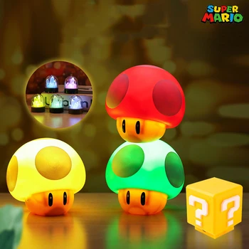 Ночник из аниме Super Mario Bros, светодиодный звуковой вопросительный знак, Грибной свет, фигурки, игрушки, Милые звездные огни, подарок на день рождения для детей