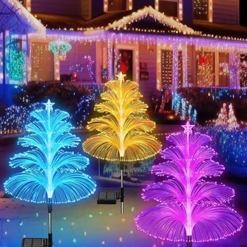 Солнечные Рождественские огни, Садовые огни в виде медуз, Наружные Водонепроницаемые Ландшафтные украшения для сада, Газонные фонари