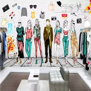 Европейский и американский тренд Магазин модной одежды Промышленный декор Фоновые обои 3D Магазин подростковой одежды Обои Фрески