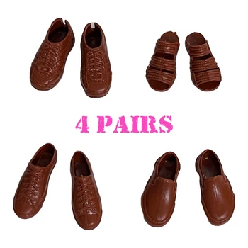 NK 4 пары коричневых туфель принца разных стилей, высококачественные сандалии для Барби, аксессуары, кукольный друг для куклы Кен, детская игрушка 
