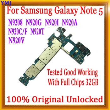 100% Оригинальная Разблокированная 32 ГБ Материнская Плата Samsung Galaxy Note 5 N9208 N920V N920A Хорошо Протестирована С Полным Набором Чипов