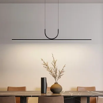Современные простые светодиодные потолочные люстры для столовой, кухонного острова, черные подвесные светильники для домашнего декора, подвесной светильник