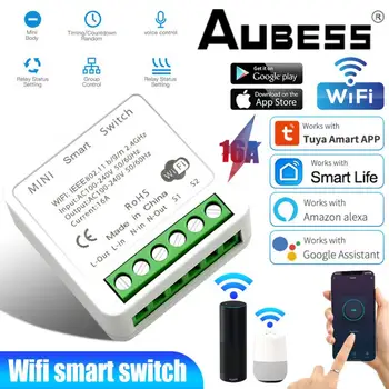 16A Tuya WiFi Smart Switch 2-полосное Управление с Переключателем Контроля энергопотребления Mini Smart Breaker Smart Life Control Alexa Через Google Home