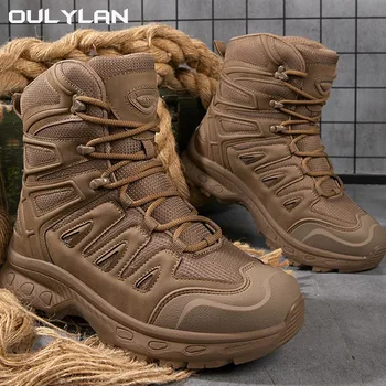 Уличная военная походная обувь Мужские высокие ботинки для пустыни Мужские тактические ботинки Прочная тренировочная обувь Ботильоны для спортивного скалолазания