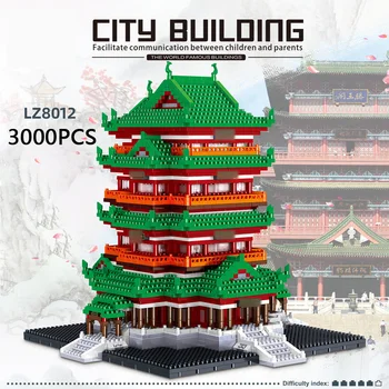 Китайская Знаменитая Историческая Культурная Архитектура Микроалмазный Блок Павильон принца Тен Вана Павильон Nanobrick Brick Toys