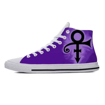 Символ дождя, Певец рок-музыки Фиолетовый принц, Забавная повседневная матерчатая обувь С высоким берцем, Удобные Дышащие Мужские и Женские кроссовки с 3D принтом.