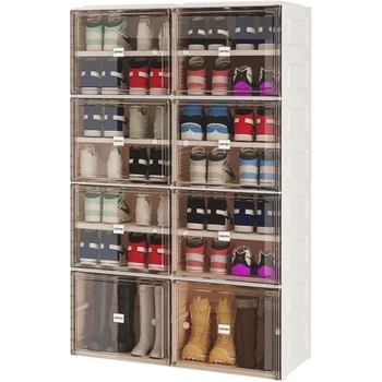 Полка для обуви в прихожей Шкаф для хранения Обуви 7 Ярусов на 28 пар - Складная Коробка Для обуви С Дверцами - Стеллаж для Домашнего шкафа В прихожей