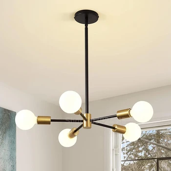 Люстра Nordic Sputnik из черного золота, светодиодная лампа E27, современное домашнее освещение, Подвесные светильники для спальни, гостиной