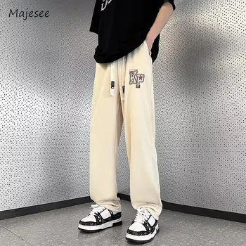 Брюки Мужские Простые вертикальные Модные в японском стиле с буквенным шнурком, прямые Уличные Весенне-осенние Универсальные брюки для уборки.