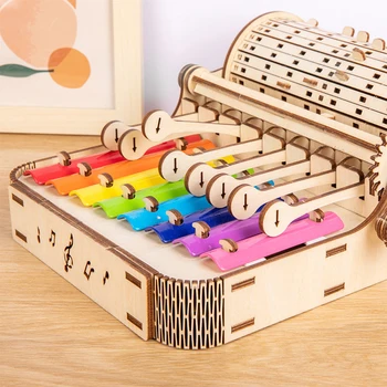 Деревянное ручное пианино Для детей раннего образования, перкуссионное игрушечное пианино для просвещения, маленький ксилофон, перкуссионное восьмитоновое пианино