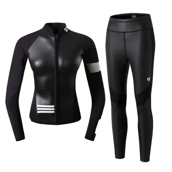 Женская куртка для серфинга толщиной 2 мм, одежда для дайвинга с разрезом и длинным рукавом, Длинные брюки, сохраняющие тепло, гидрокостюм для подводного плавания, Неопреновые купальники