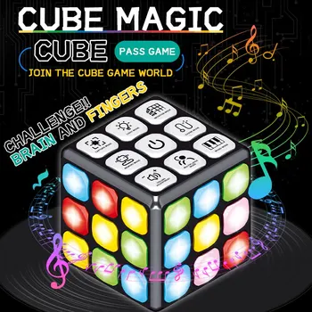 Волшебство, Волшебный куб, Электрический звук и вспышка, Музыкальное разнообразие, Декомпрессионный интеллект, Развивающие Световые Кубики, Игрушки для детей, подарки.