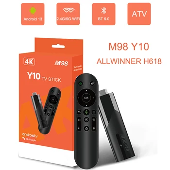 M98 Y10 Smart TV Stick Android 13 BT 5,0 ATV Allwinner H618 2,4 G / 5G Двойной WIFI Airplay С предустановленным приложением Iptv TV stick